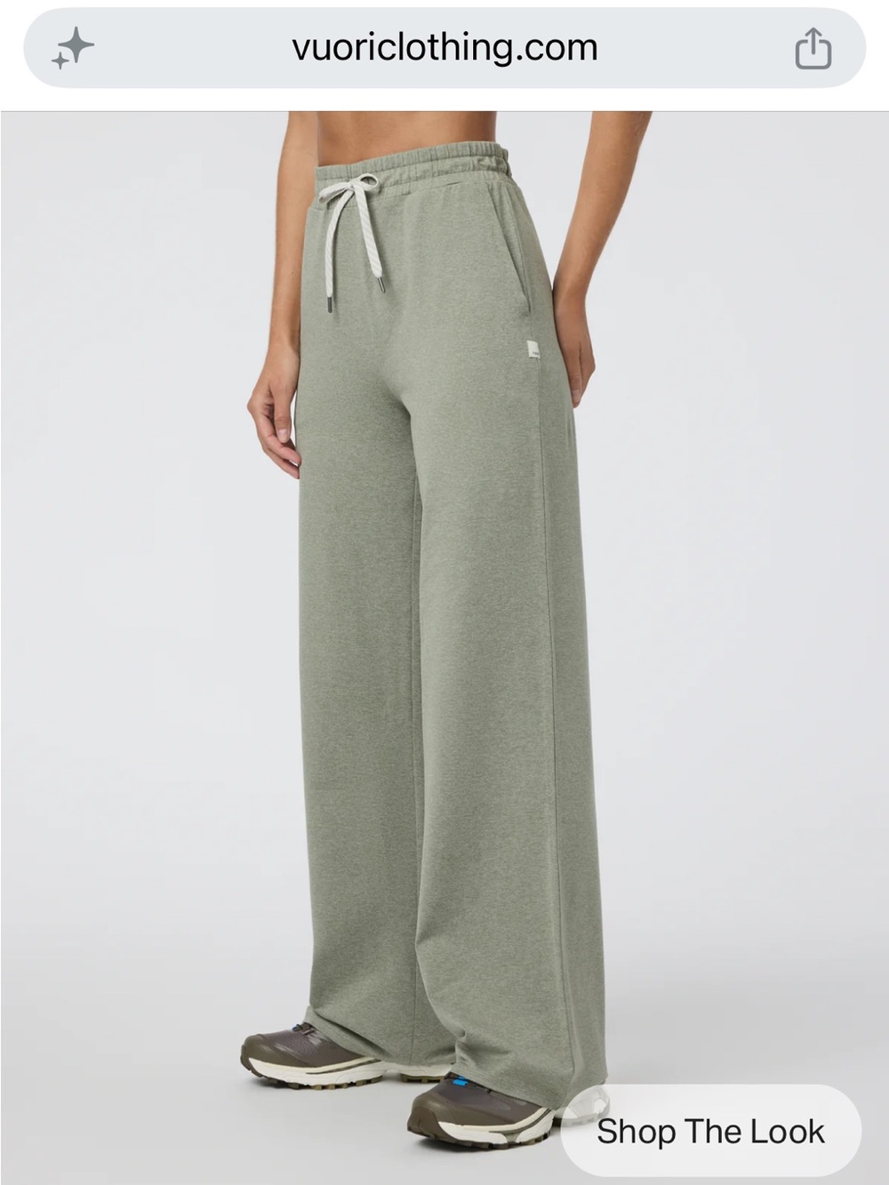 Vuori Halo Essential Wideleg Pant in Laurel Heather (Green)
